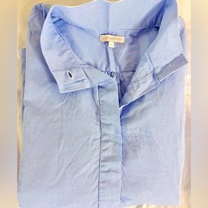 Ann Mashburn Anaya Popover shirt blue/white Bengal Stripe poplin Sz L